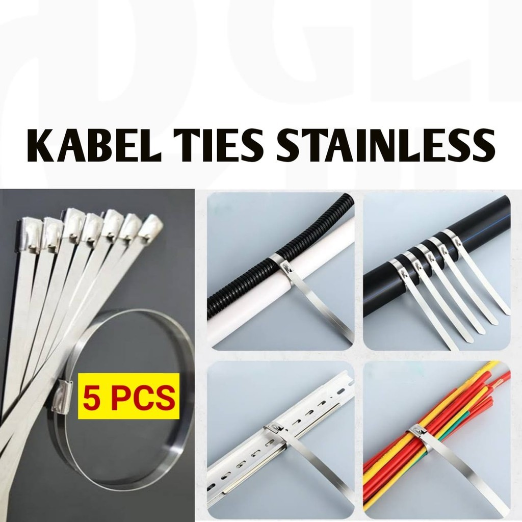 

Kabel Ties Stainless SS304 Tali Pengikat Stainless Cable Tie Stainles 4.6mm Anti Karat Serbaguna (5pcs)