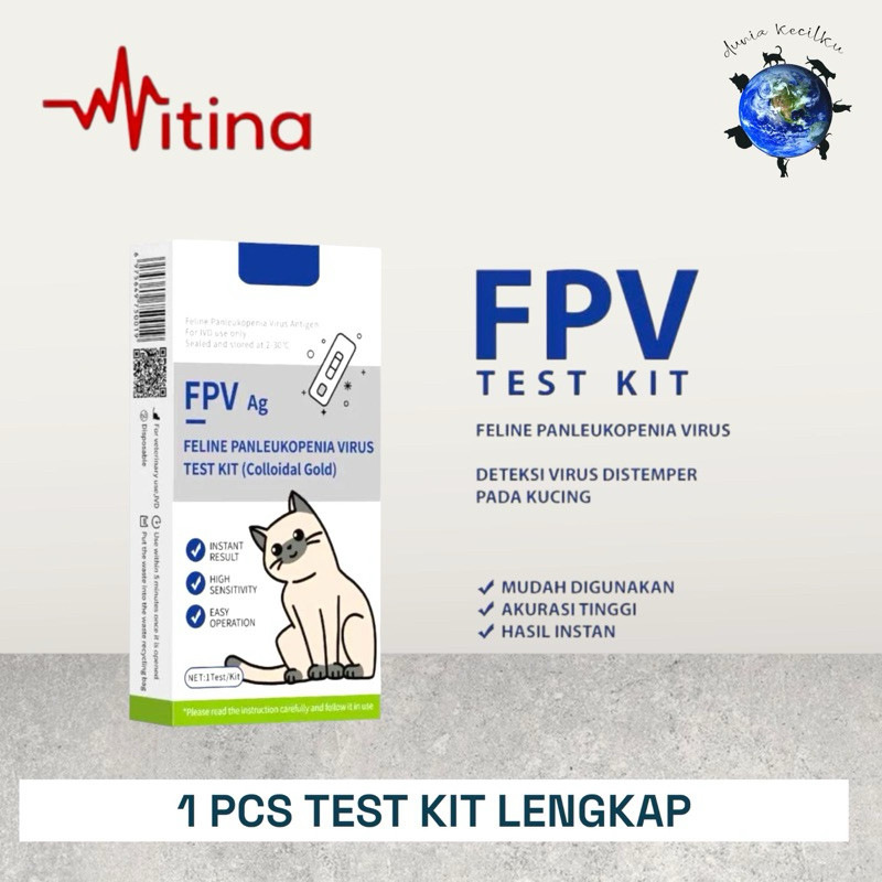 Vitina FPV(ag) Test Kit Virus Feline Panleukopenia Virus Kucing - Hasil Instant & Akurat (1 PCS)