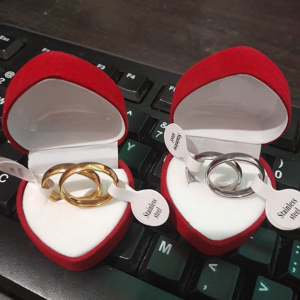 Cincin Couple TITANIUM Cincin Wedding Tunangan Cantik Free Box LOVE