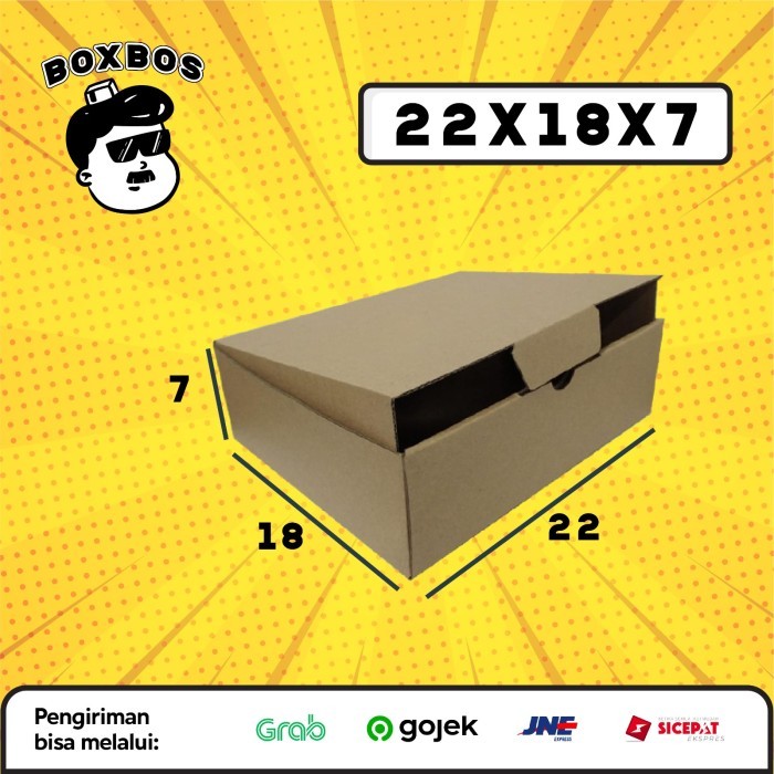 

KARDUS BOX uk 22x18x7 CM Kotak Packaging Corrugated SHEET POLOS