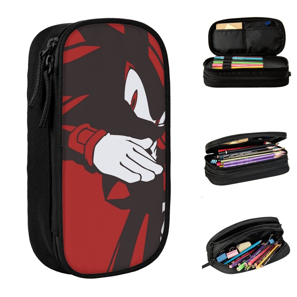 

Normal Black Shadow The Hedgehog Anime Pencil Cases Fun Pen Box Bag Kids Big Capacity School Supplies Gifts Pencil Box