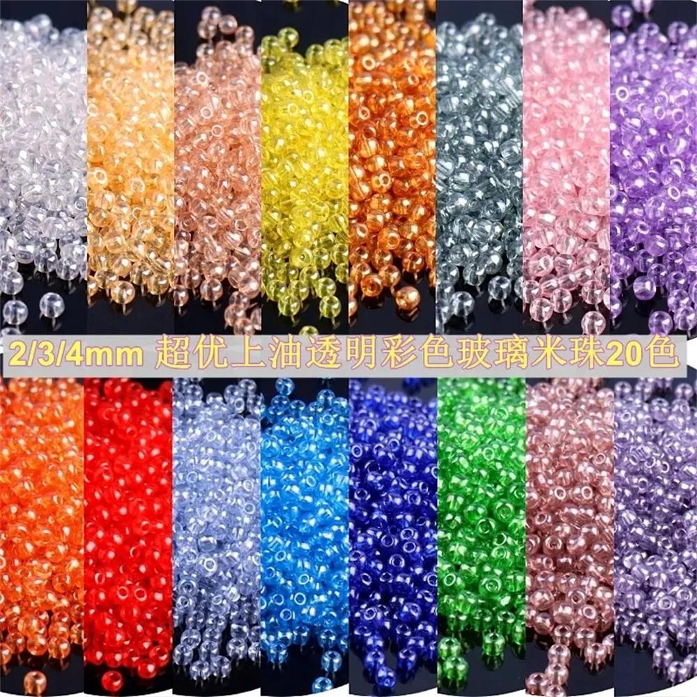 

Uniform 2/3/4mm Oling Transparent Glass Seedbeads Colorful Czech Round Spacer Beads For DIY Jewelry Bracelet Making Accessories