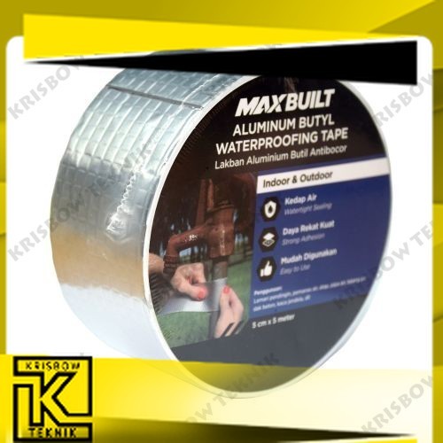 

Maxbuilt 5 cmx5 mtr Isolasi Tahan Air Aluminium Butyl Rubber Isolasi Lakban Perekat Waterproof Tambalan Bocor Tape Anti Air