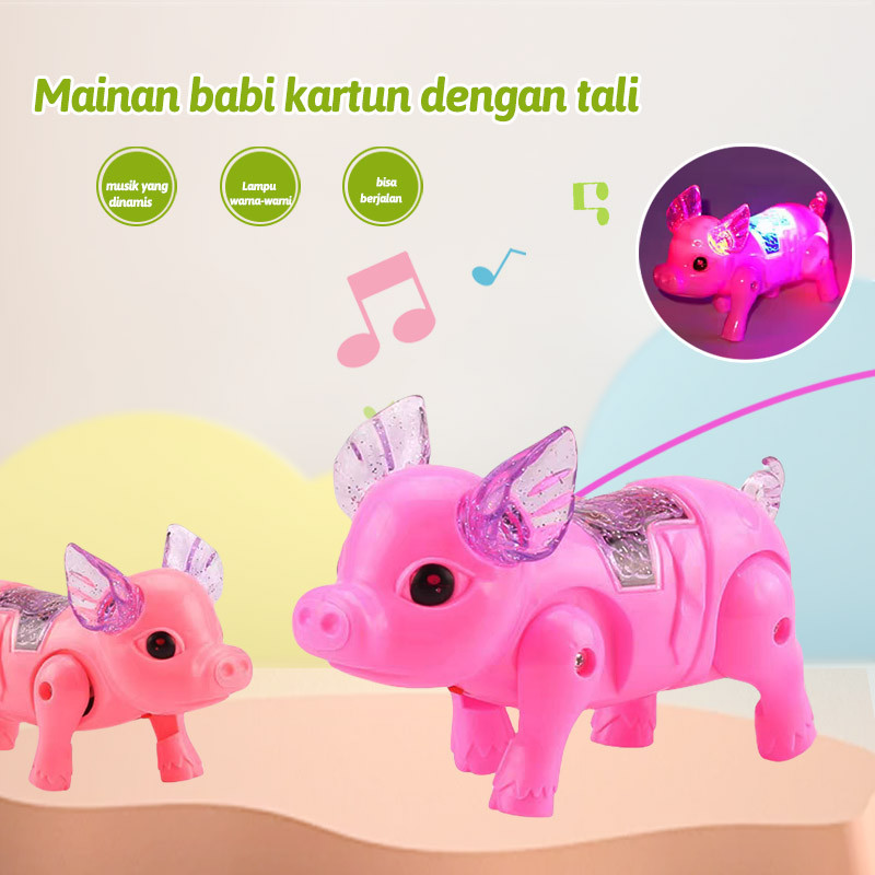 popocola/Babi Musik/Tali Babi Musik/Babi Lari/Babi Musik Penerangan/Mainan Babi Musik Anak-anak Sele