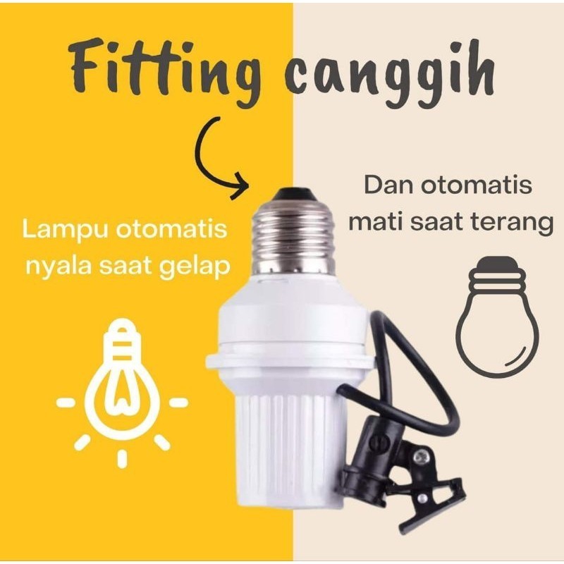 KONGDO Fitting Sensor Lampu/ Fitting Sensor Siang Malam Fitting Lampu Sensor Cahaya Otomatis E27 Lam