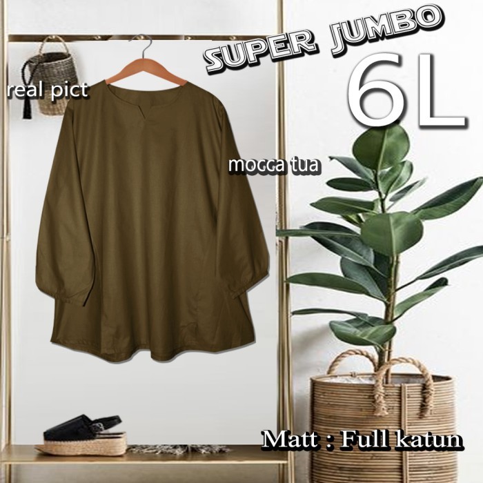 Baju Atasan Wanita / Blus Wanita / Tunik V / Jumbo 5L - Mocca tua
