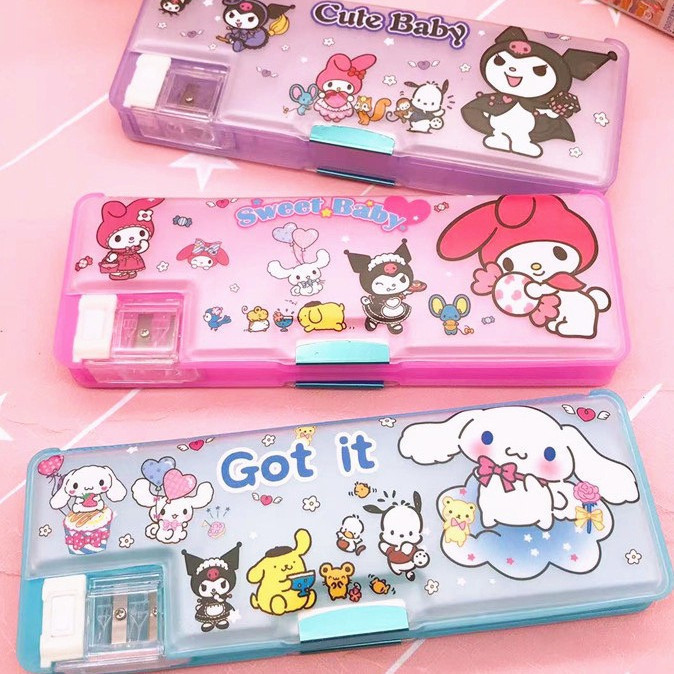 

TEMPAT PENSIL ANAK SANRIO MAGNET/ Tempat Pensil Magnet 2 Sisi Dengan Rautan Mini / Kotak Pensil Magnet Karakter