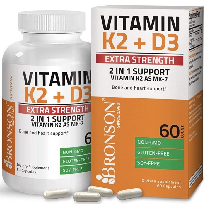 Bronson K2 D3 Vitamin K2 MK7 With D3 Extra Strength 10000 IU 120 Count - 60 capsules