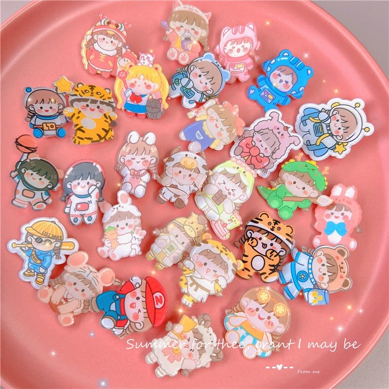 Pin Akrilik Kartun/Pin Akrilik Lucu/Aksesoris Tas Liontin Pakaian Lucu Kreatif/Pin Lucu Korea