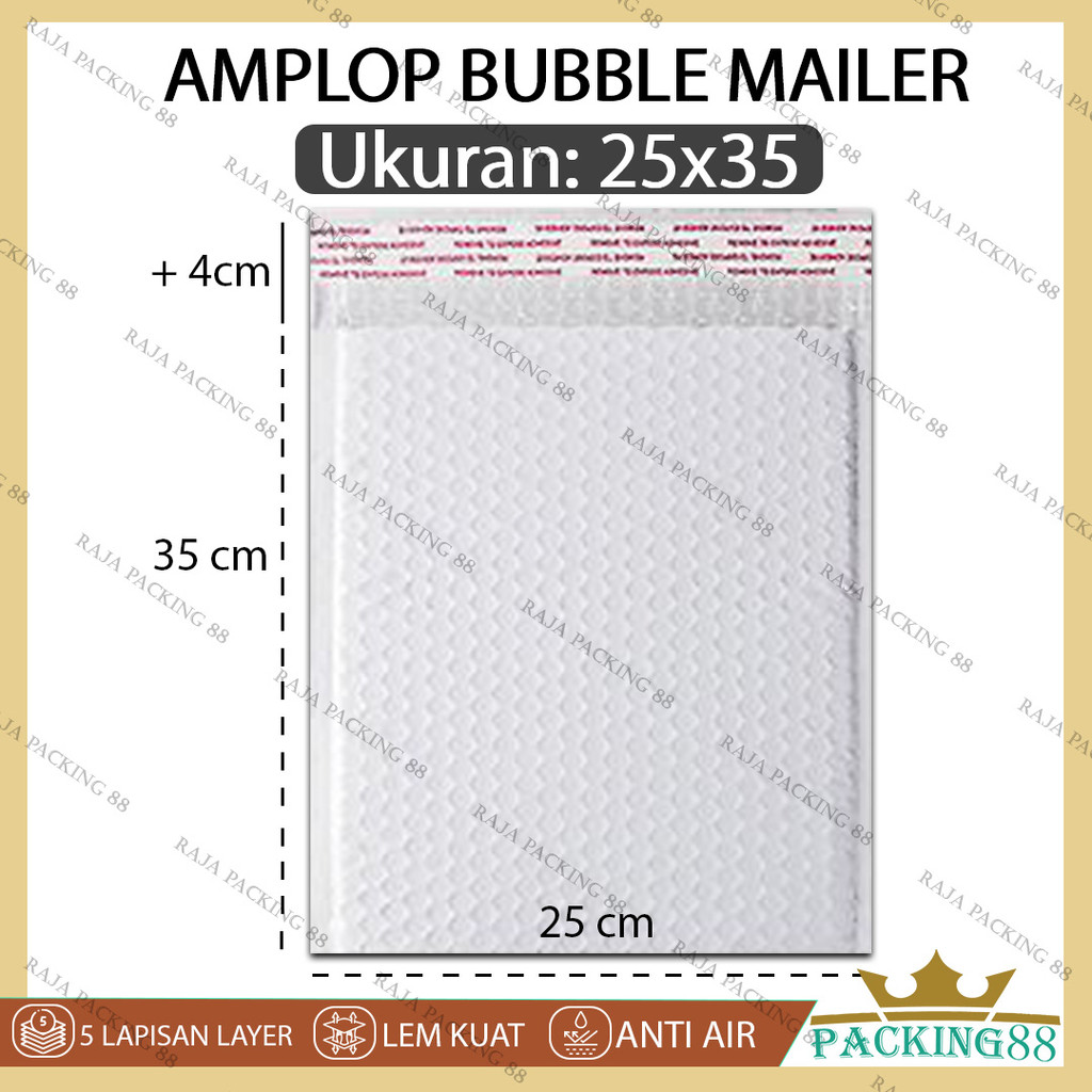 

Kantong Plastik Packing Bubble Mailer 25X35 Amplop Polymailer 5 Lapis Putih WHITE Bungkus Paket Usaha Online Shop Premium