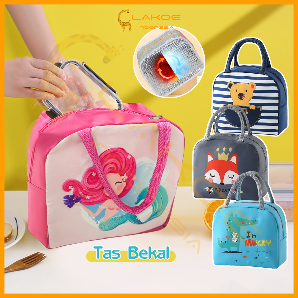 LAKOE Tas Bekal Makanan Anak Tas Lunch Box Anak motif lucu Tas Tempat Makan Anak