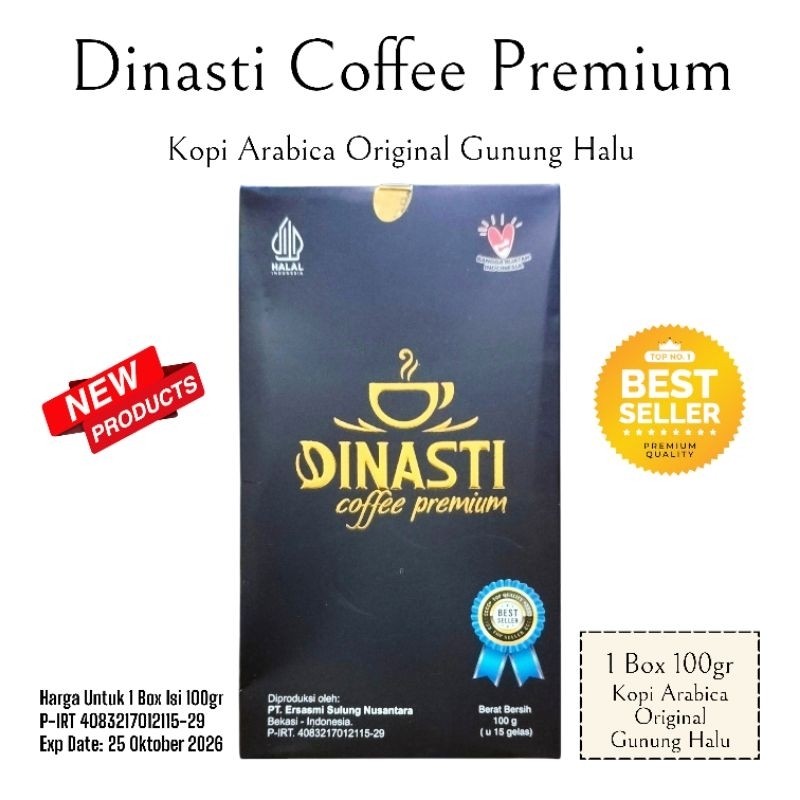 

DINASTI COFFEE PREMIUM 1 BOX ISI 100ML KOPI ARABIKA ORIGINAL GUNUNG HALU