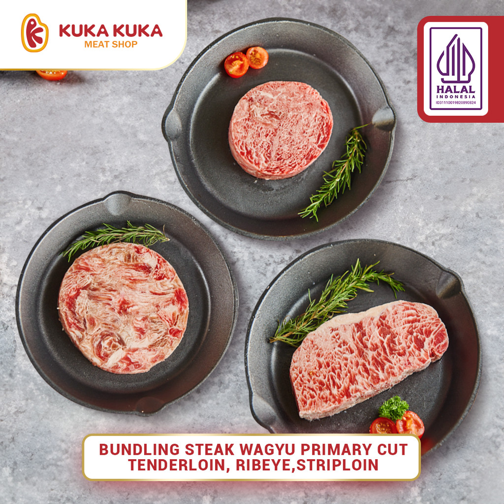 

Bundling Steak Wagyu Meltique Cut Primary Striploin, Tenderloin, Ribeye 600gr
