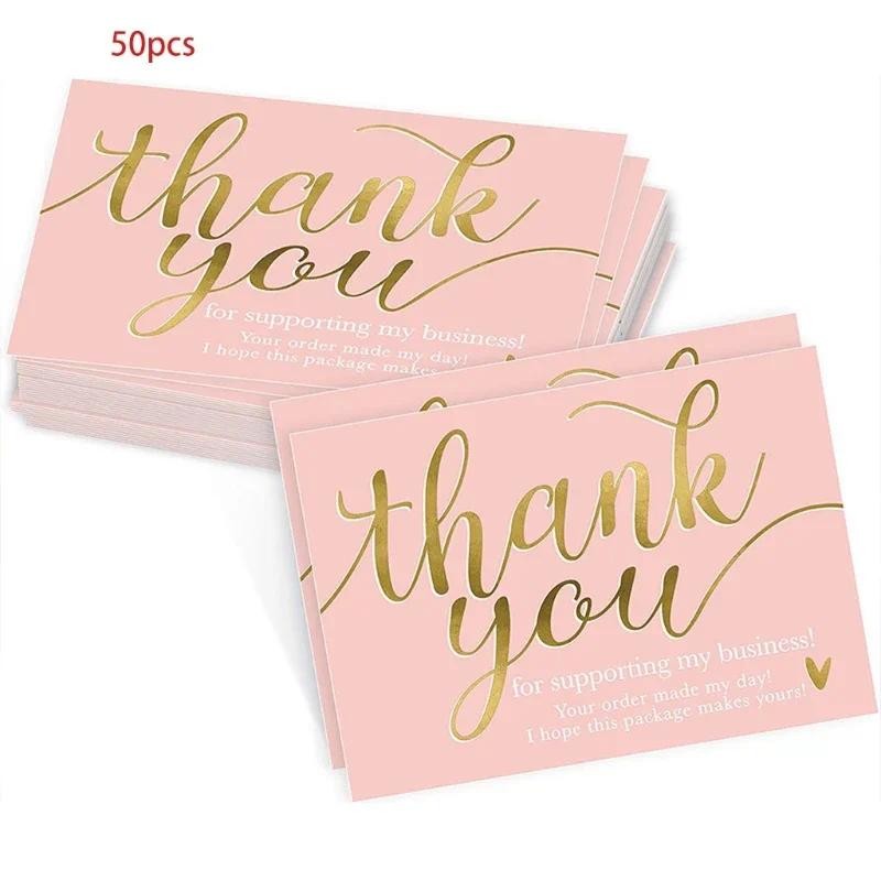 

50Pcs Thank You Cards Businesses Greetings Card Praise Labels Multipurpose Handcrafts Bulk Note Cards Present Package Supplies