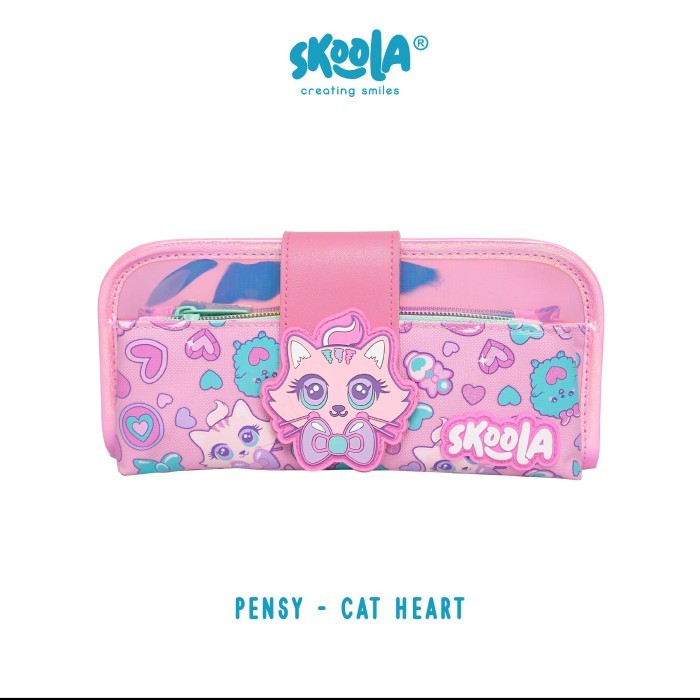 

[Terbaru] Skoola Tempat Pensil Lipat 3 Pencil Case Anak Perempuan Lucu - Pensy - CAT HEART