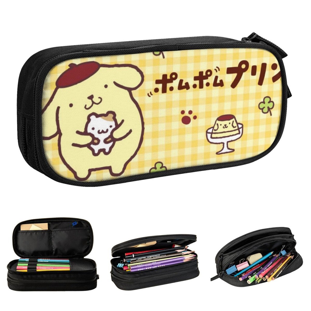 

New Pompompurin Pencil Cases Hello Kitty Pencilcases Pen Holder for Student Big Capacity Bags Office Zipper Stationery