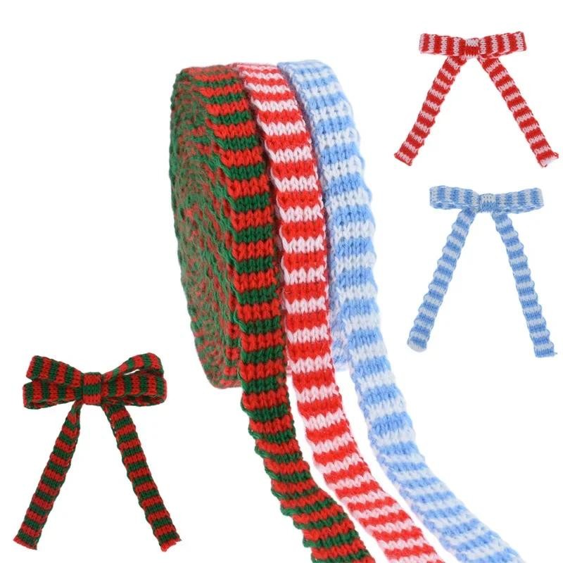 

Christmas Red Green Knitting Polyester Ribbon For Mini Doll Scarf DIY Crafts Xmas Tree Wine Bottle Gift Packaging Decoration