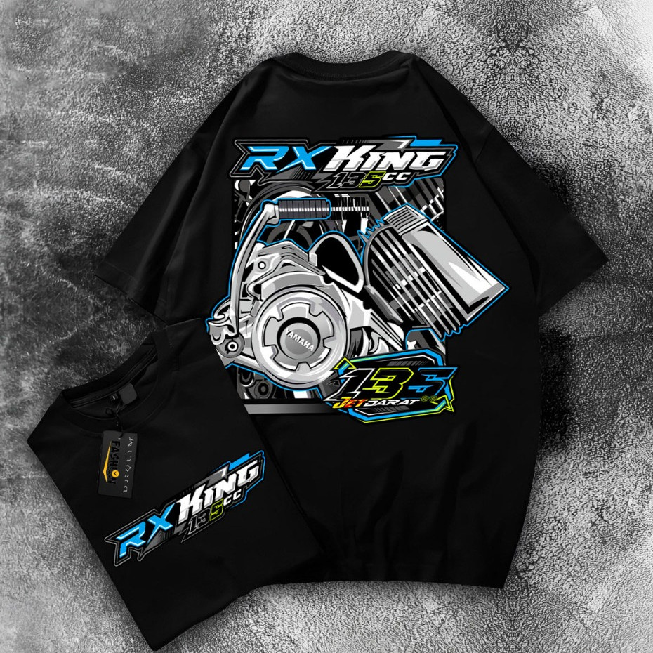 HANAKAOS- KAOS ATASAN OBLONG PRIA MOTIF MOTOR RX KING 4 DEPAN BELAKANG KAOS DEWASA LENGAN PENDEK KAO