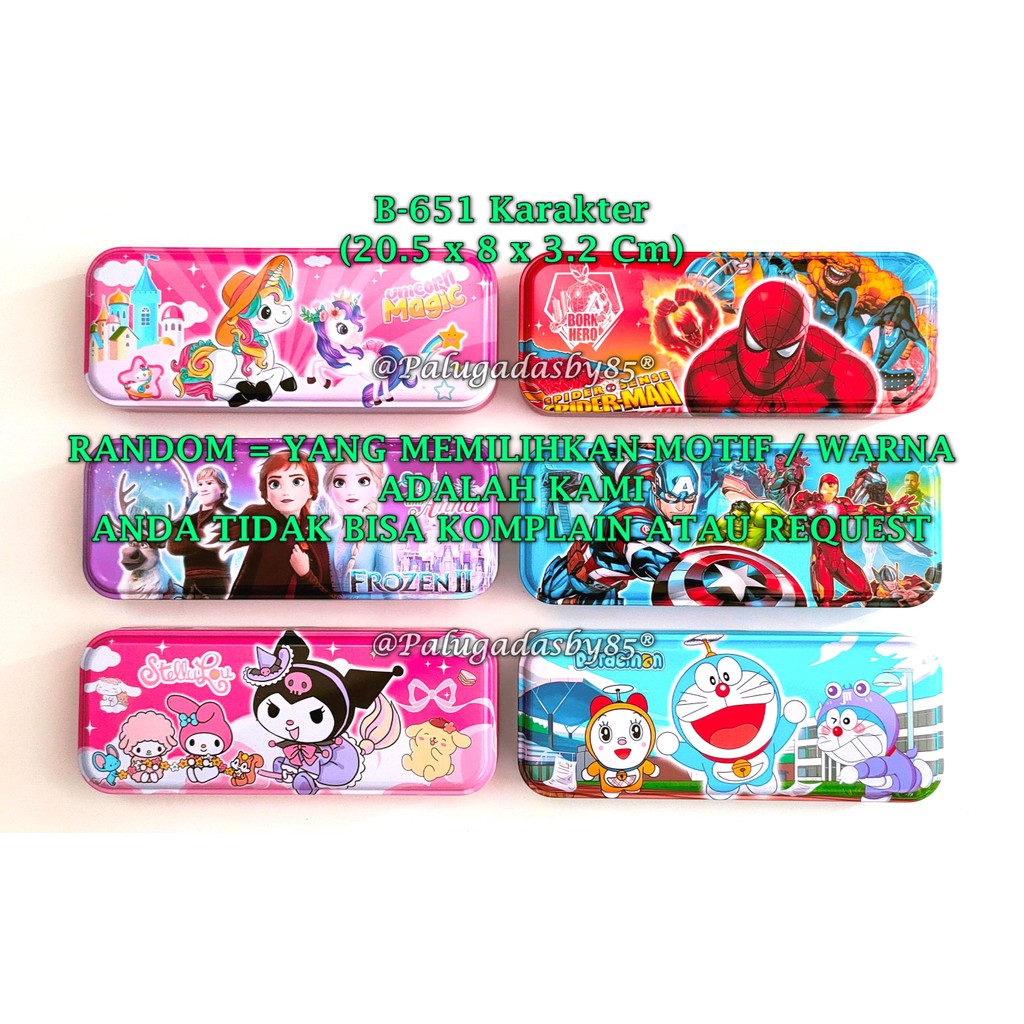

(1 Biji) GROSIR Kotak Pensil Kaleng Karakter 20.5 x 8 x 3.2 Cm / Tempat Pensil Kaleng GXIMP B-651