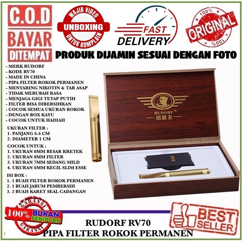 RUDORF RV70 PIPA FILTER SARINGAN ASAP PERMANEN FULL METAL UNTUK SEMUA UKURAN BISA PAKAI