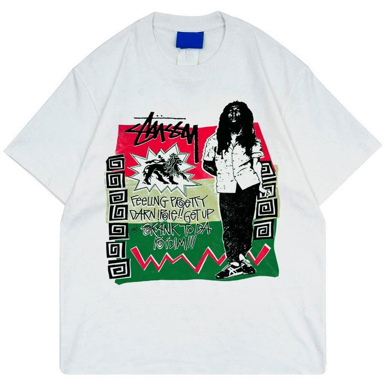 Superfashion Kaos Tshirt Bob Marley Stussy Cotton  by Don Juanismstreetwear Kaos Pria S-4XL sporty L