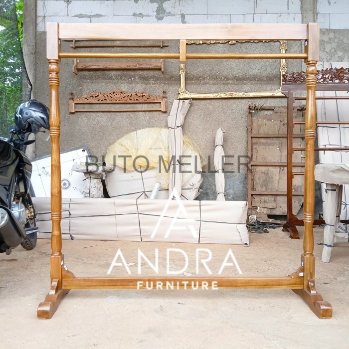 gawangan kayu jati, gawangan minimalis gawangan baju,gantungan baju knockdown BM6253