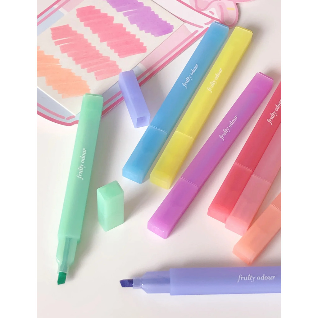 

4pcs spidol warna warni 1 set highlighter warna pastel pulpen aesthetic spidol permanen stabilo vintage alat tulis highliter barang aesthetic