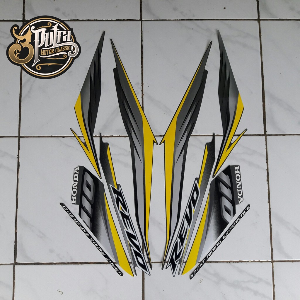 Stiker lis body motor honda Revo absolute cw 110 2009 Abu-kuning
