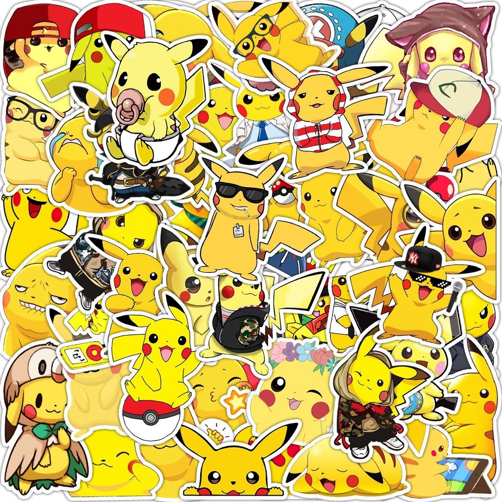 

50 Pcs Sticker Pokemon Vinyl Waterproof untuk Tempelan Laptop Tumbler HP Koper DIY [22]