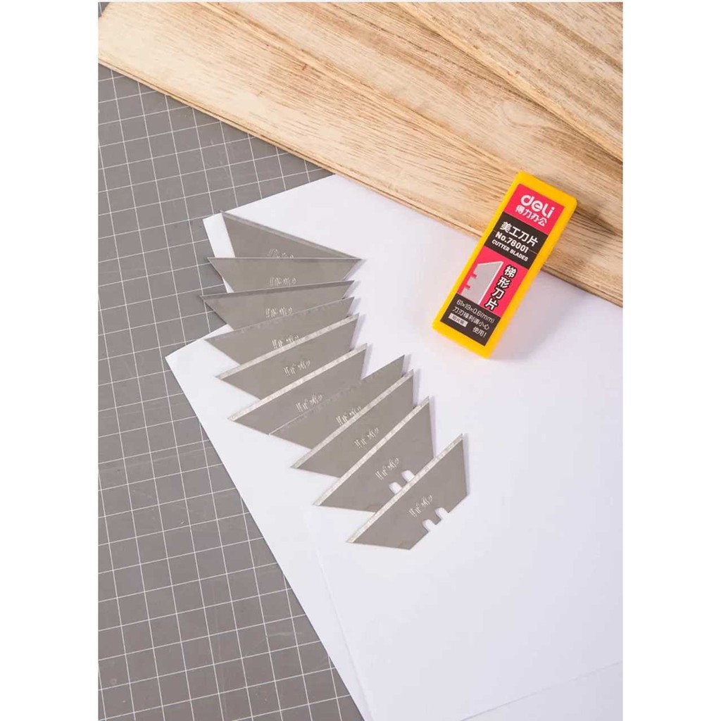 

Deli Mata Pisau Cutter Knife Blade Alloy Steel SK5 19mm 10 PCS - 78001 #MikailaStoree