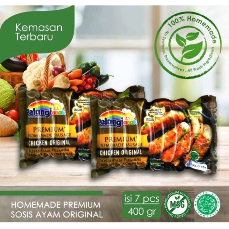 

SOSIS AYAM ORIGINAL NON MSG - CHICKEN ORIGINAL 400GR - PELANGI ANAK HEALTHY FOROZEN FOOD