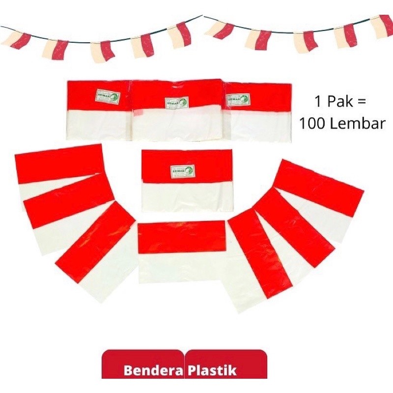 (wk acc) bendera plastik merah putih ukuran 12metee / bendera 17 agustusan