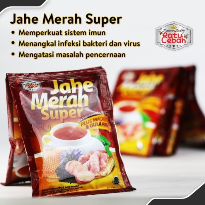 

JAHE MERAH RATU LEBAH SUPER PLUS MADU DAN GULA AREN ISI 10 SACHET