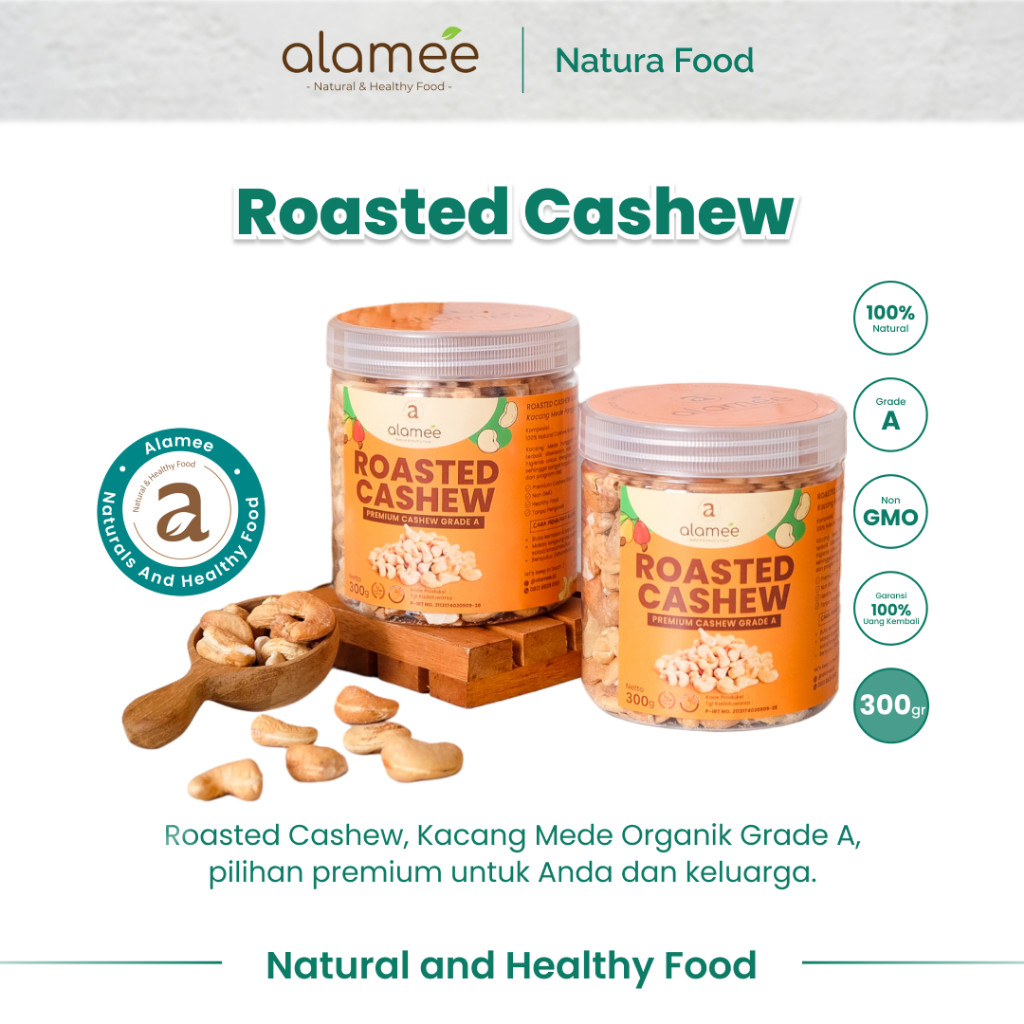 

ALAMEE Kacang Mede Panggang Roasted Cashew Mete Mente Organik Grade A Oven Matang 300 gram