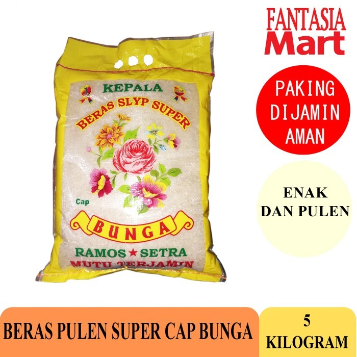 

BERAS CAP BUNGA 5 KG SUPER PULEN FANTASIA DENGAN PAKING AMAN