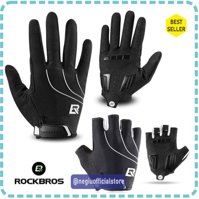 (UBT) sarung tangan ROCKBROS S107-1 S107 glove gloves half finger sepeda gym - S107 half finge, L