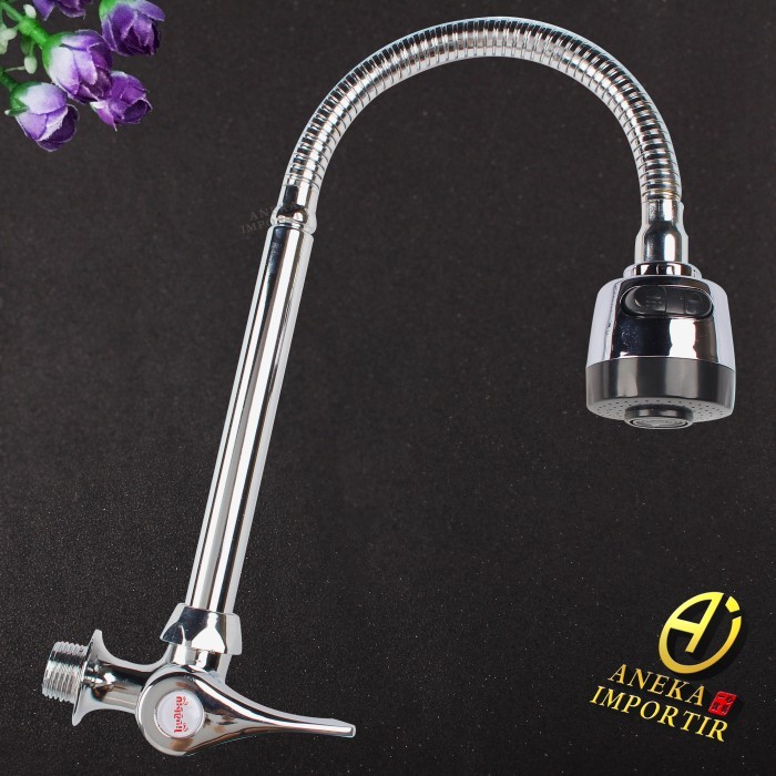 Kran Angsa Fleksibel [E] Keran Air Tembok Sink Cuci Piring Dapur - Tembaga