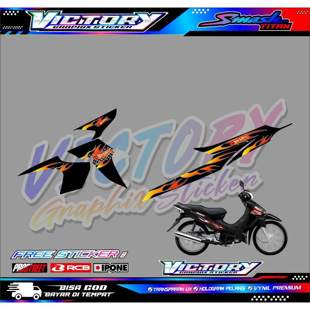 STRIPING VARIASI MOTOR SMASH TITAN HOTWHEELS STYLE / STICKER LIST VARIASI SUZUKI SMASH TITAN HOTWHEE