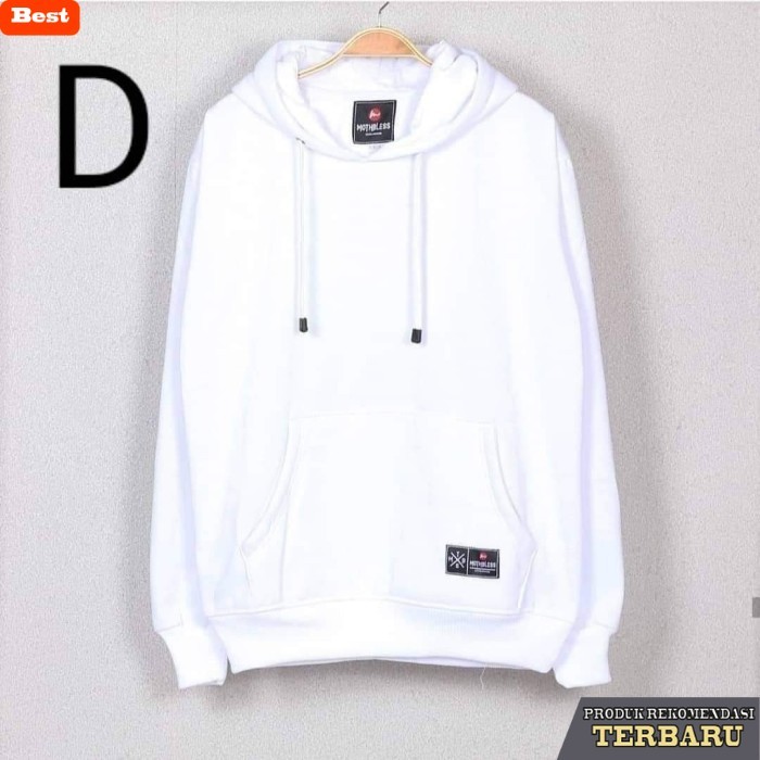 hoodie pria keren Sweater Hoodie Polos Warna Putih / Jaket Pria / Sweater Pria / Hoodie - Putih, M