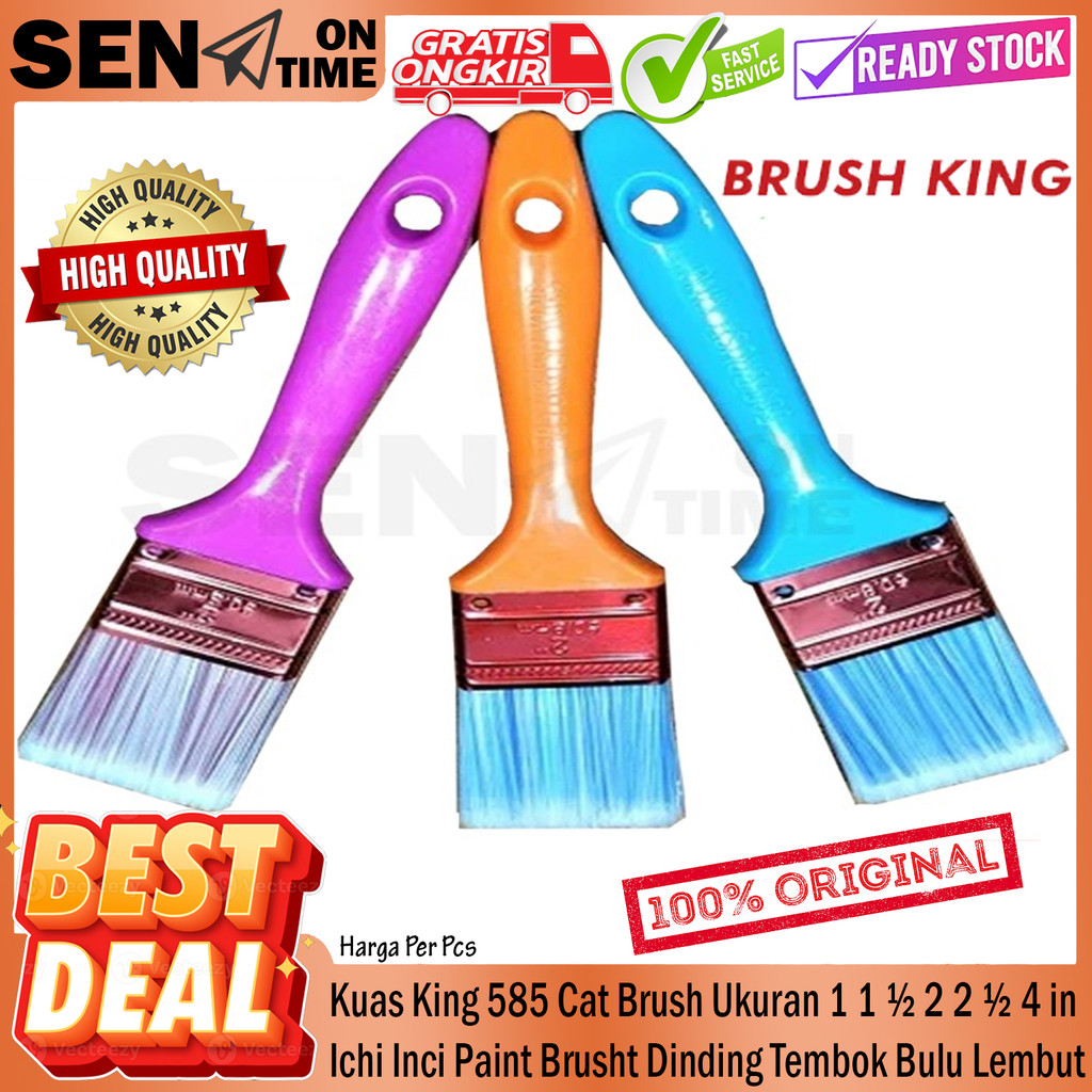 Kuas King 585 Cat Brush Ukuran 1 1 ½ 2 2 ½ 4  Paint Brusht Dinding Tembok Dasar Ruang Bulu Lembut Te