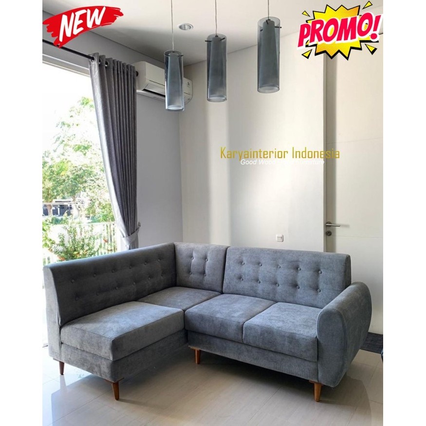 sofa leter L   sofa sudut mewah sofa ruang tamu Karya Interior