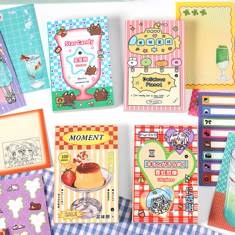 

100Pcs Star Candy Material Paper Memo Pad Decoration Scrabooking DIY Collage Background Notes Paper Kawaii Stationery