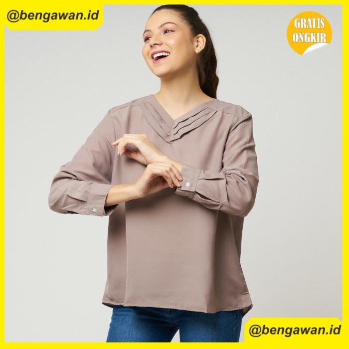 (MONE) Monellina 601028 Blouse Oversize Wanita Lengan Panjang - Salem, XL