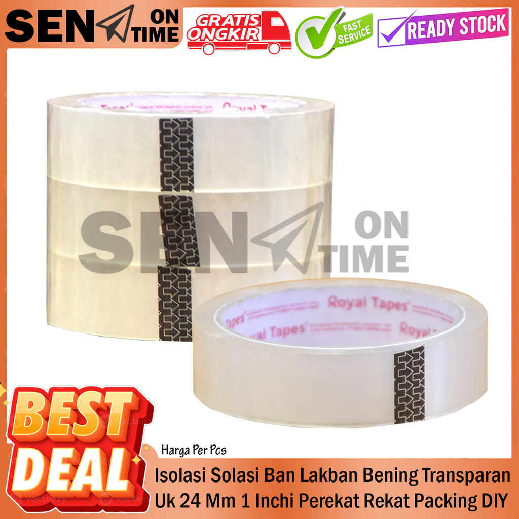 

Perekat Rekat Packing DIY Paket Kado Kardus Kertas Roll Rol Gulung Isolasi Solasi Selasi Ban Lakban Bening Transparan Selotip Solatip Masking Tape Kuat Awet Original High Quality Lem Lim Glue Lentur ATK Office Sekolah Rumah Tangga HUM Uk 24 Mm 1 Inchi