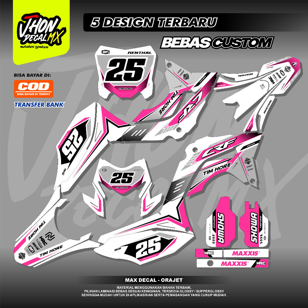 MS DECAL CRF 150 L FULL BODY PUTIH - Decal KLX Decal Dtracker Decal WR155 DESIGN UPDATE TERBARU ORCA