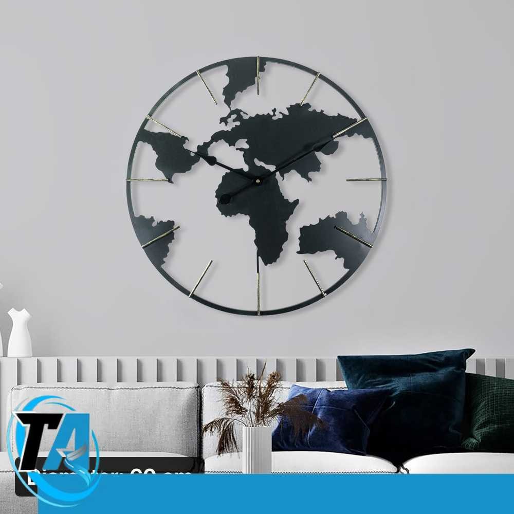 OUGWA Jam Dinding Besar Globe Design Iron Silent Movement 60cm - OG-55