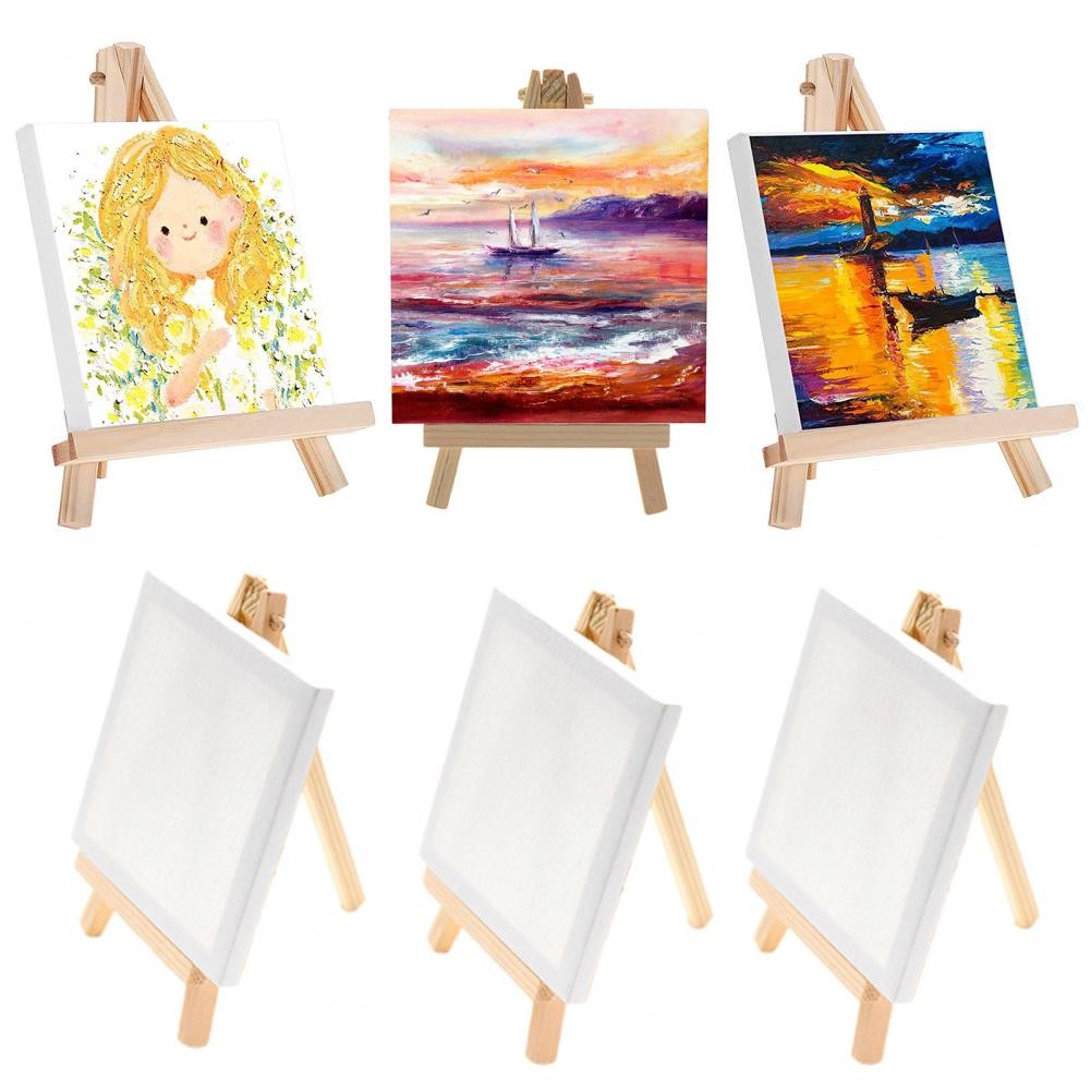 

14/23Pcs/Set Mini Canvas Board with Easel Set Outdoor Painting DIY Craft Lightweight Painting Art Kit 9-inch Pine Wood Easel