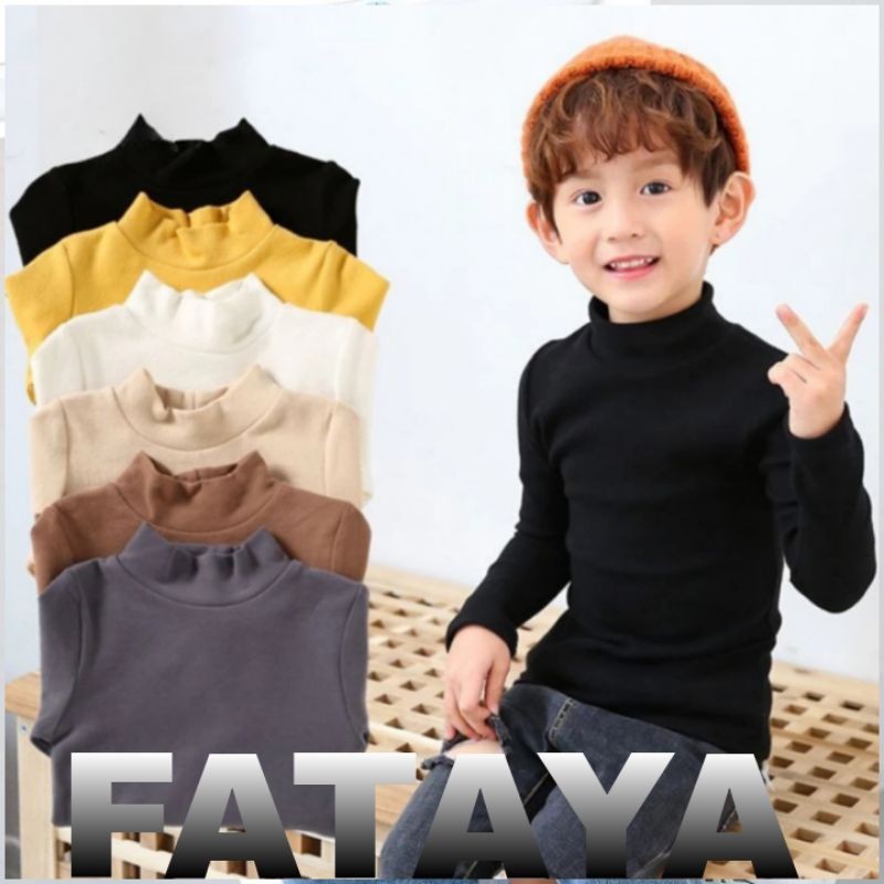 kaos turtleneck anak katun rajut rib laki laki wanita umur 4 5 6 7 8 9 10 11 12 tahun