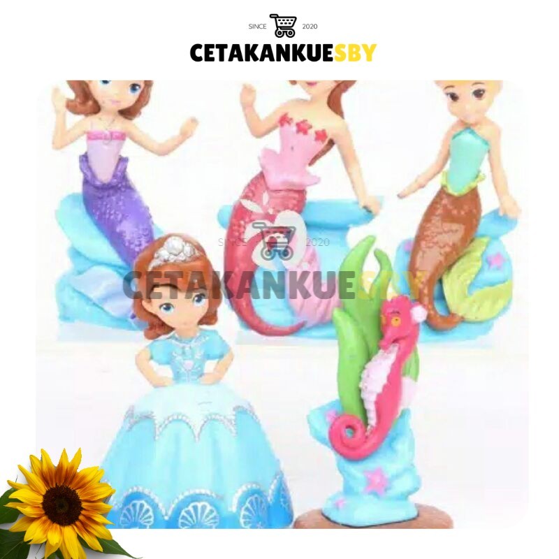(CKS) Princess Sofia The First Mermaid Figure Set 5 Mainan Pajangan Miniatur Hiasan Topper