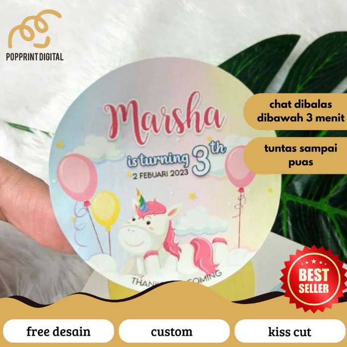 

PopPrints Sticker Bulat Ulang Tahun Anak Stiker Ultah Free Design Template Birthday Bahan Chromo